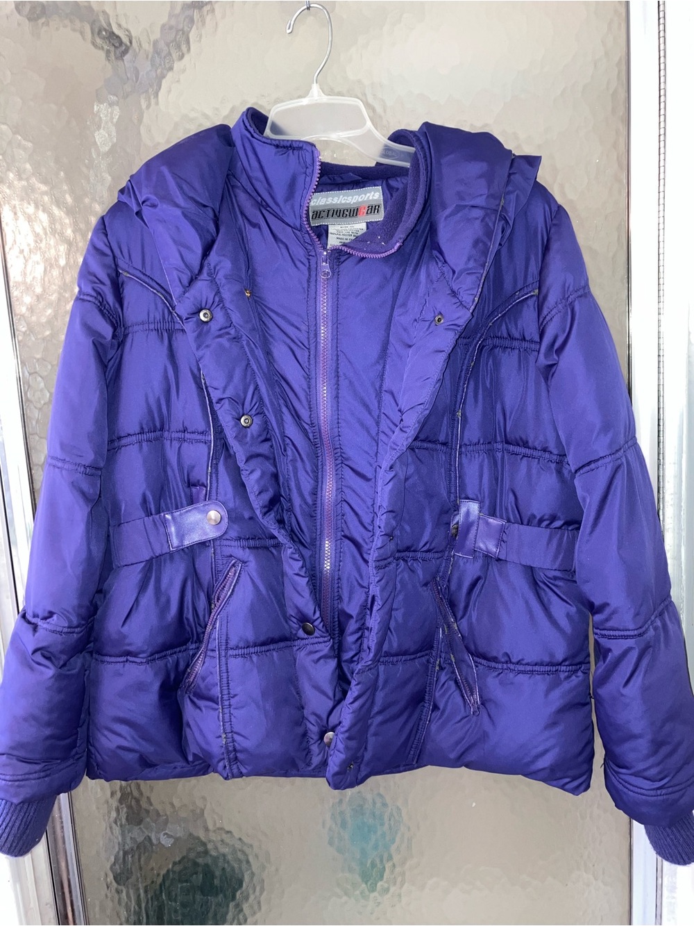 classic sports Women's Purple Hooded Puffer Jacket